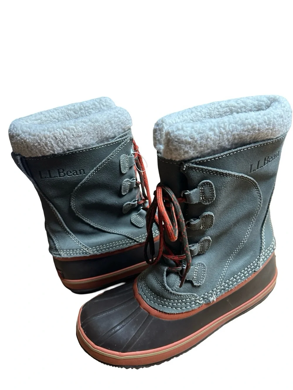 LL Bean Leather Fleece Lined Winter Duck Boots Sz 6